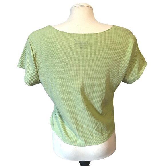 Wild Fable Green Sz XXL Textured Casual Crop Top Shirt Plus Size Cute Blouse - Picture 2 of 7